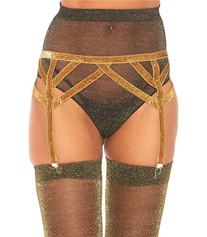 Lurex elastic garter belt