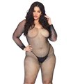 Glitzernder Langärmeliger Bodystocking mit offenem Schritt