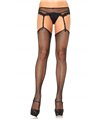 Schwarze Netzstrümpfe mit verspieltem Bund | Leg Avenue