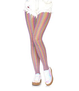 Lurex rainbow fishnet tights