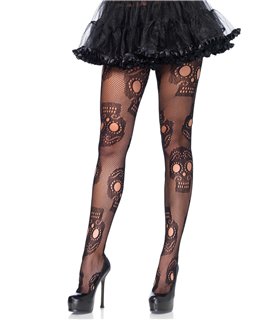 Sugar skull net pantyhose