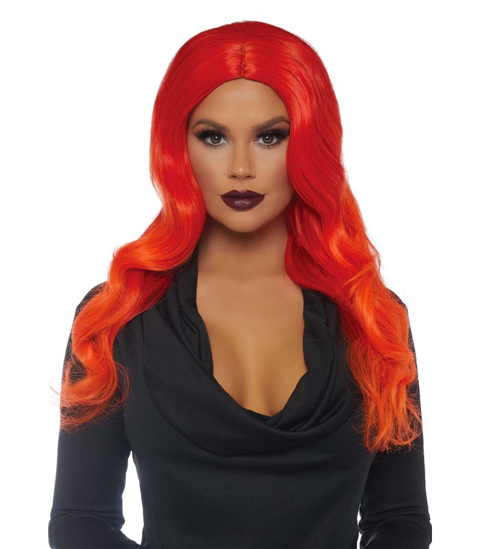 Ombre lange gewellte Perücke orange | Leg Avenue