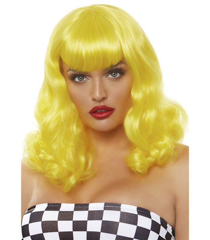 Retro bang curly bob wig