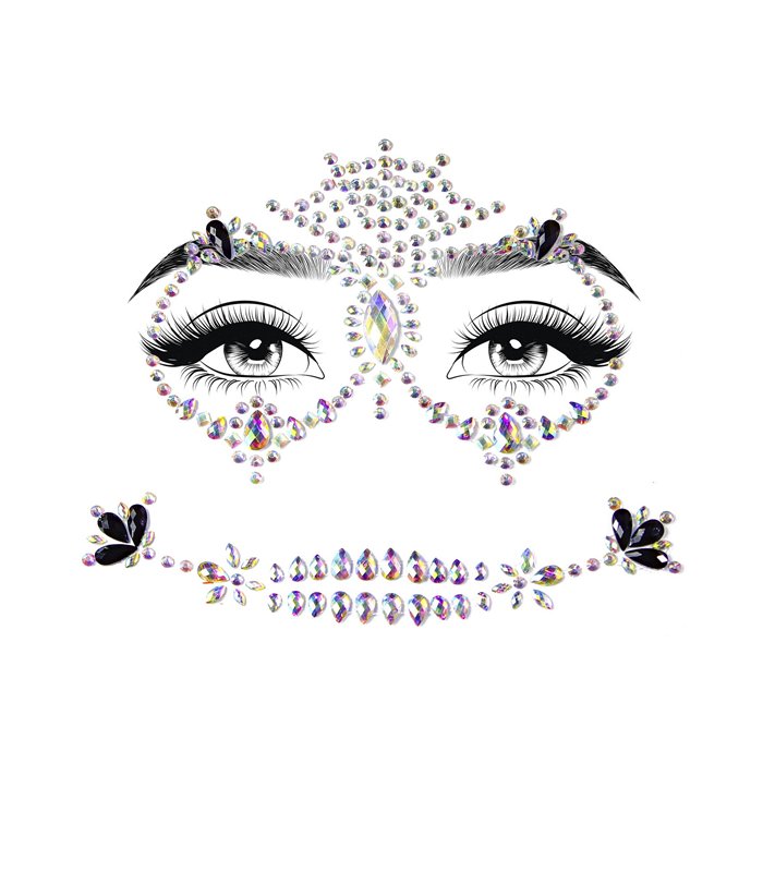 Calavera gesichts juwelen sticker mehrfarbig | Leg Avenue