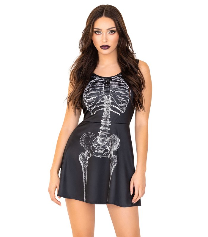 Sexy Skelettkleid Kostüm schwarz | Leg Avenue