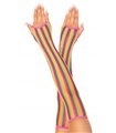 Kostümzubehör Regenbogen Armstulpen Fingerlos im feinmaschigen Fishnet-Look | Leg Avenue