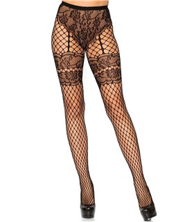 Lace French cut net pantyhose