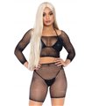 Crop-Top und Biker-Shorts mit StrassWäsche-Set mit Strapsen-Design | Leg Avenue