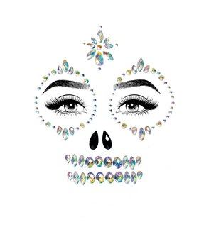 Halloween Kostümzubehör Skelett gesichts juwelen sticker silber | Leg Avenue