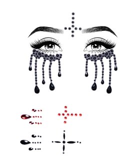 Kostümzubehör Gesichts Juwelen Sticker "Besessen"schwarz | Leg Avenue