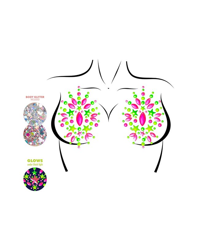 Riot Neon Nipple Juwelen Sticker Aufkleber mehrfarbig | Leg Avenue