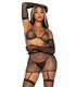 5-teiliges BH-Set mit Strumpfhalter in schwarz und glitzer  | Leg Avenue