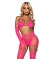 5-teiliges BH-Set mit Strumpfhalter in schwarz und glitzer  | Leg Avenue