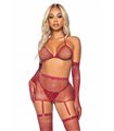 5-teiliges BH-Set mit Strumpfhalter in schwarz und glitzer  | Leg Avenue