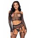 4-teiliges BH-Set mit Strumpfhalter in schwarz und glitzer  | Leg Avenue