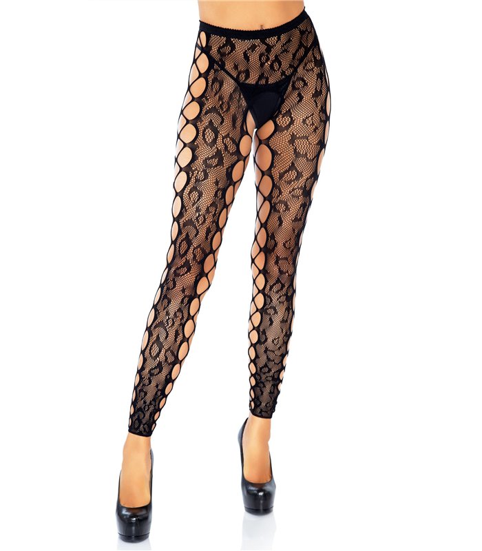 Schrittlose Strumpfhose mit sexy Musterungen schwarz | Leg Avenue
