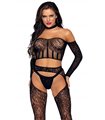 Top, suspender hose & g-string