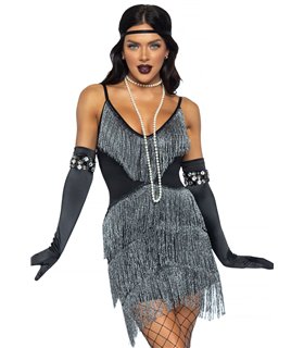 60's Swing Kostüm grau schwarz | Leg Avenue