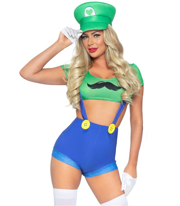 Super Mario Kostüm Luigi Style grün blau | Leg Avenue
