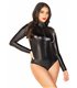 Wet look bodysuit with zipper