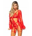 Teddy, lace robe & ribbon tie