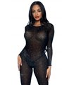 Overall mit Strasssteinen blickdicht schwarz | Leg Avenue