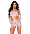 Spitzes Kleid und Stulpen mit Muster schwarz | Leg Avenue