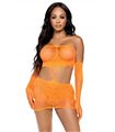 Spitzes Kleid und Stulpen mit Muster schwarz | Leg Avenue