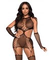 sexy Netz Kleid mit Armstulpen schwarz | Leg Avenue