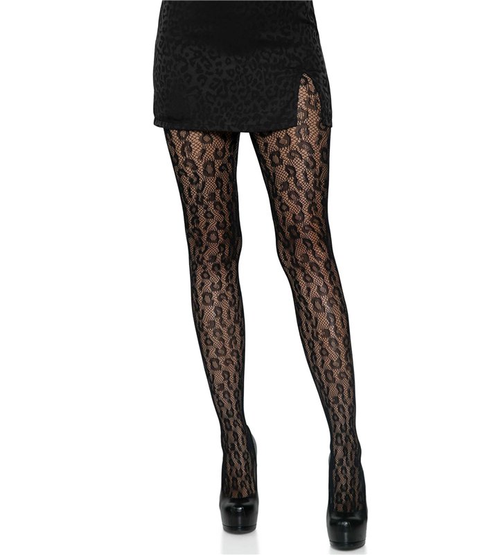 Netzstrumpfhose Leoparden Design schwarz | Leg Avenue