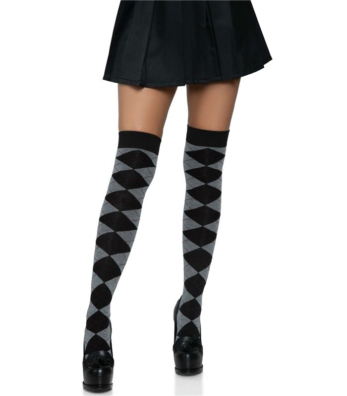 Overknee Strümpfe weiß rosa pink mit Karos | Leg Avenue