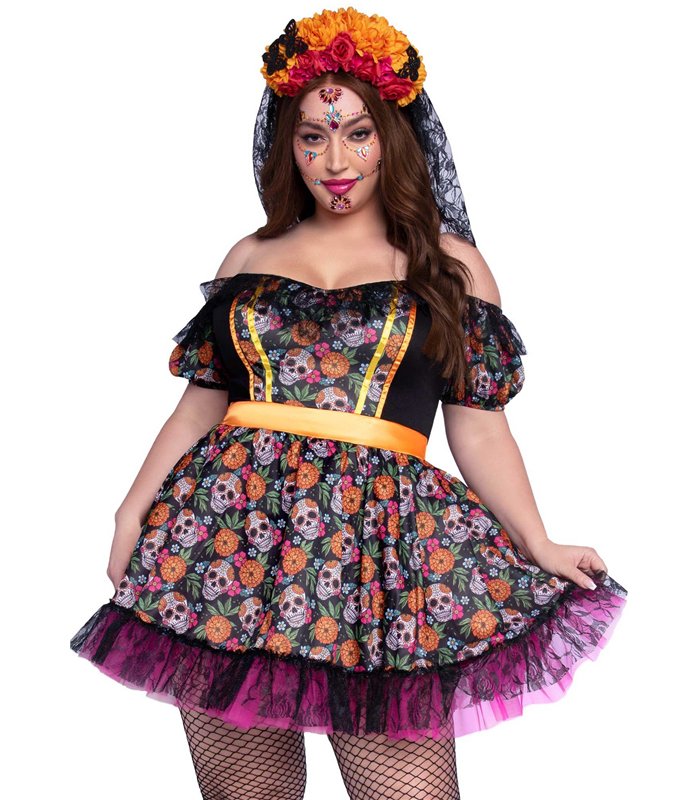 Marigold Catrina Kleid-Kostüm für stilvolle Auftritte Queen Size | Leg Avenue