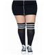 Overknee Strümpfe 3 Streifen Plussize schwarz mit weißen Streifen | Leg Avenue