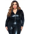 Lame zipper front catsuit