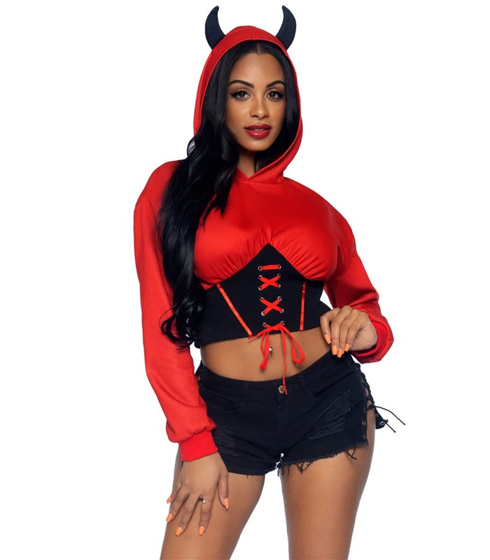 Teufels-Hoodie-Kostüm mit verkürztem Schnitt | Leg Avenue