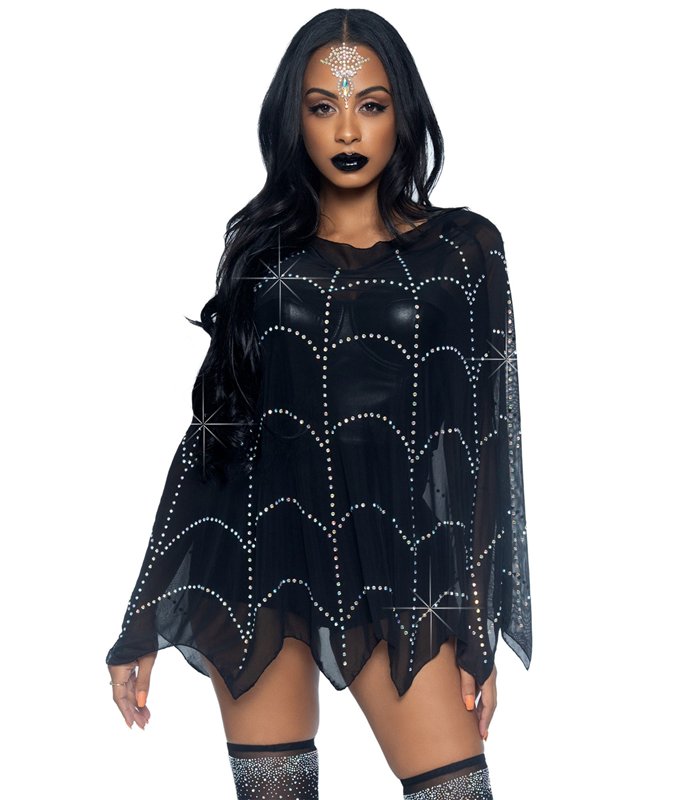 Sheer rhinestone poncho