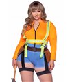 Bauarbeiterin Kostüm Plussize Orange Blau