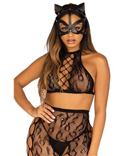 Vegan leather studded catmask