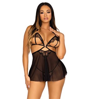 Babydoll und Höschen aus Spitze und Mesh | Leg Avenue