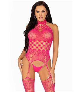Hochgeschlossener Neo Spitzen-Bodystocking | Leg Avenue