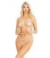 BH mit offenen Körbchen, G-String, Manschetten | Leg Avenue