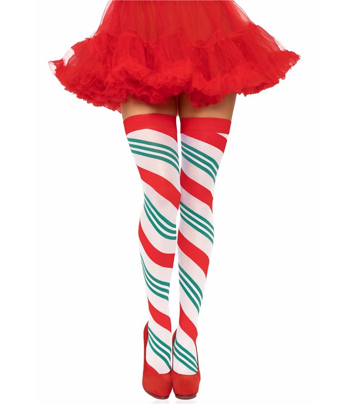 Holiday ribbon thigh highs
