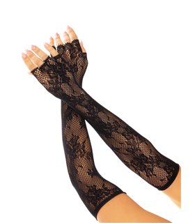 Floral net fingerless gloves