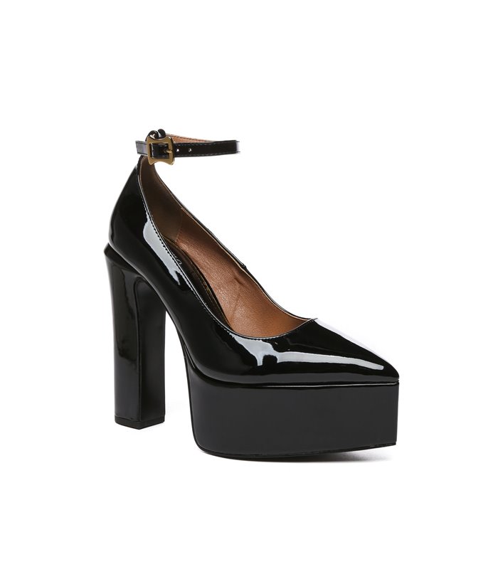 Giaro Plateau Sandalette Stylet Schwarz Lack