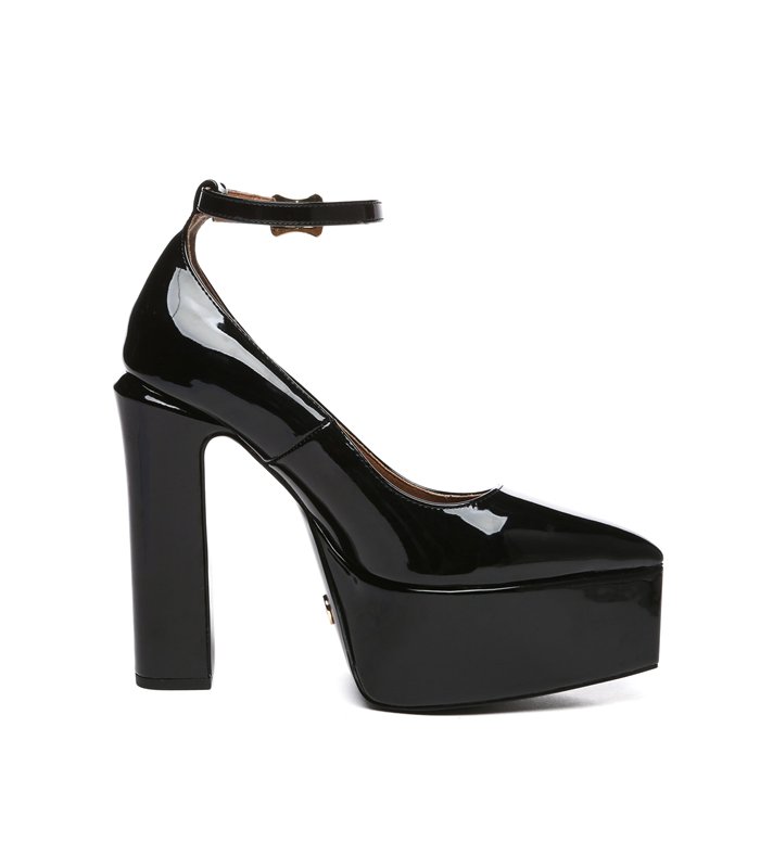 Giaro Platform Sandalen Stylet Zwart Lakleer