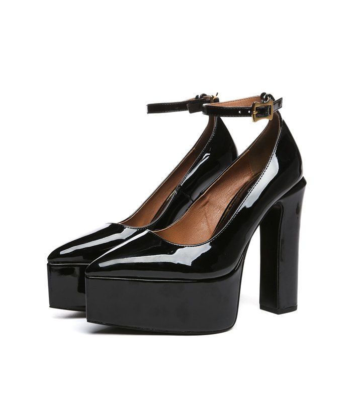 Giaro Platform Sandalen Stylet Zwart Lakleer