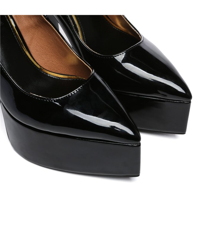 Giaro Plateau Sandalette Stylet Schwarz Lack