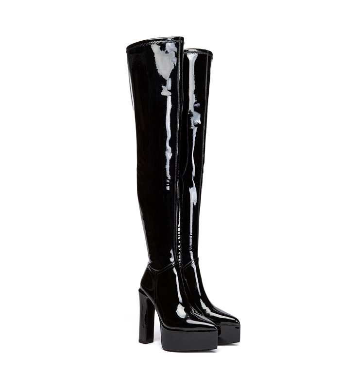 Giaro platform boots Saphina black shiny