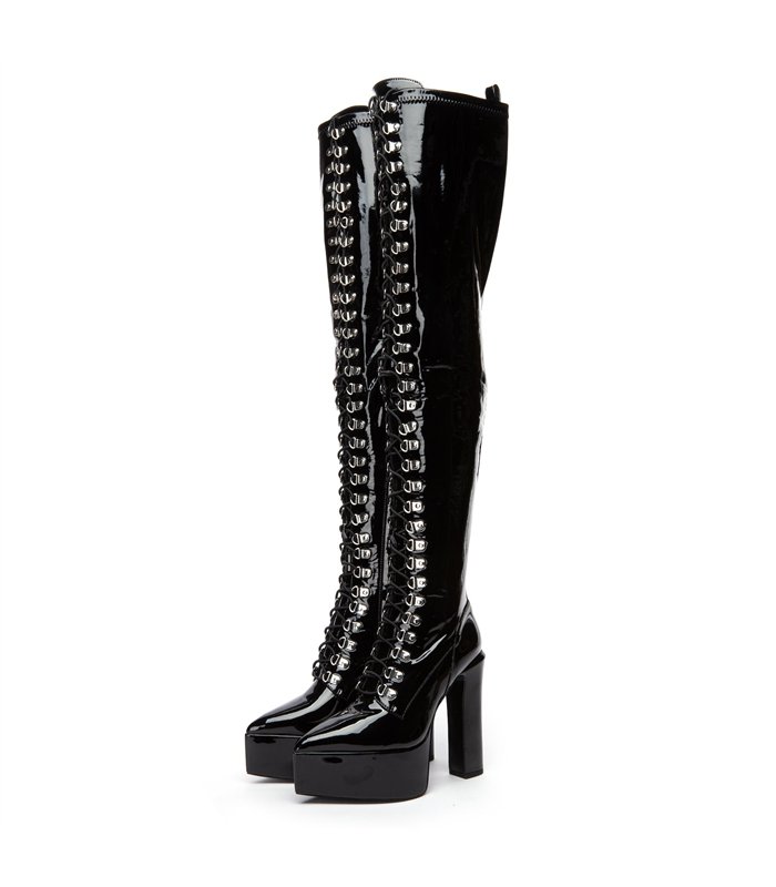 Giaro Plateau Stiefel Secretz Schwarz Lack