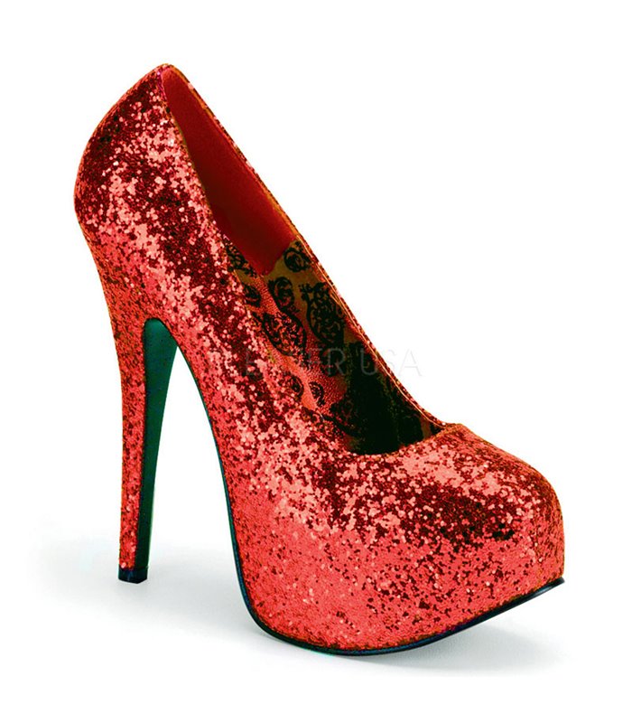 Plateau Pumps TEEZE-06GW - Glitter Rot (Weit)